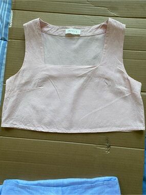 MARBLE Square-Neck Cropped Tank in Soft Blush